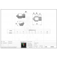 Boquilla de latón Mod MK8 Ø0.5 mm - 1.75 mm filament Filamento 1.75mm 10040204 DHM