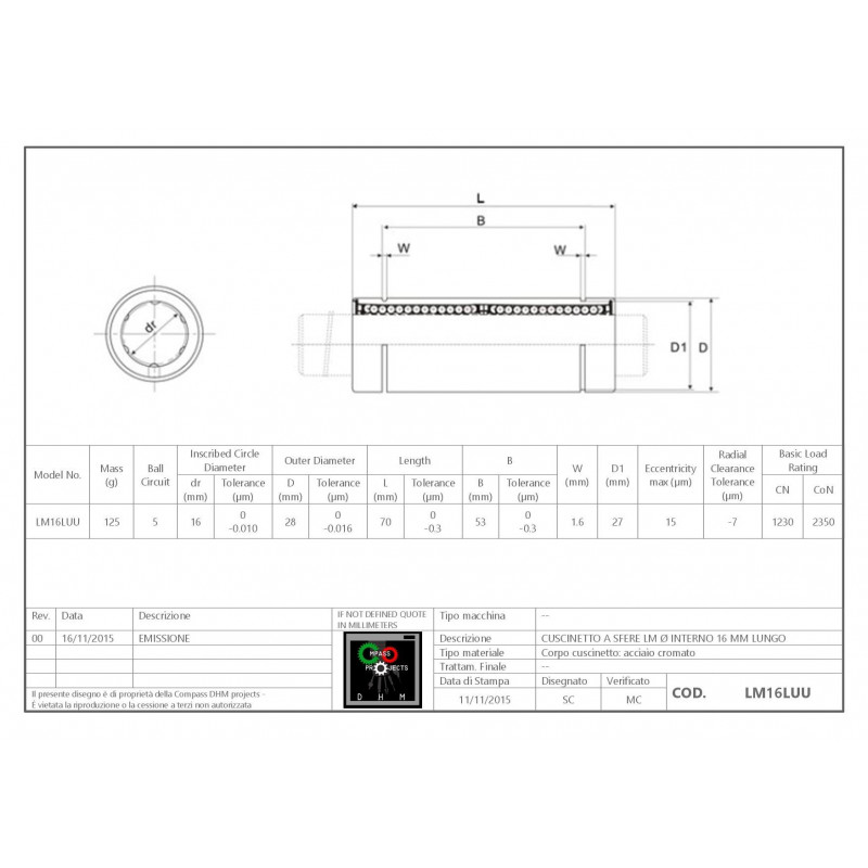 Cuscinetti lineari LM10UU