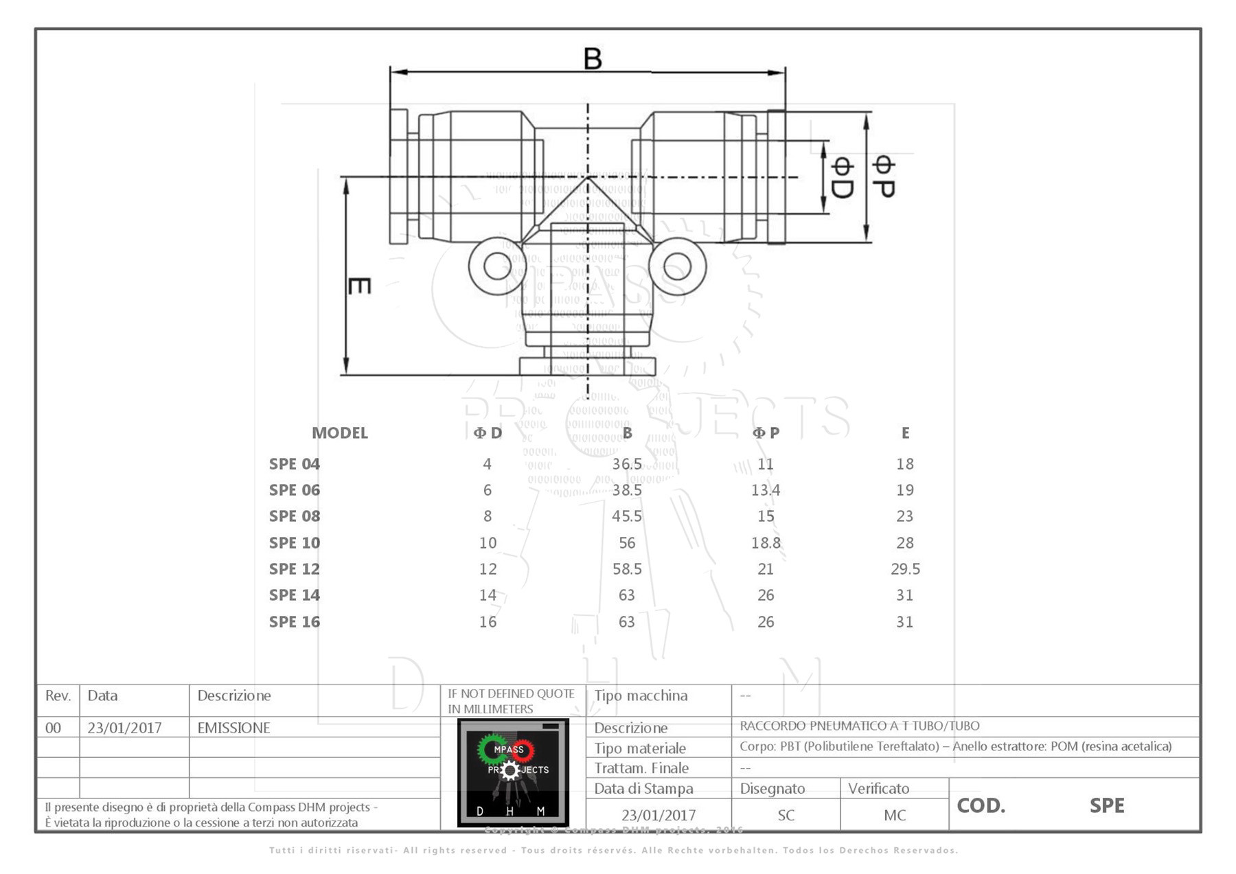 Push-in fitting union elbow PV 3/8