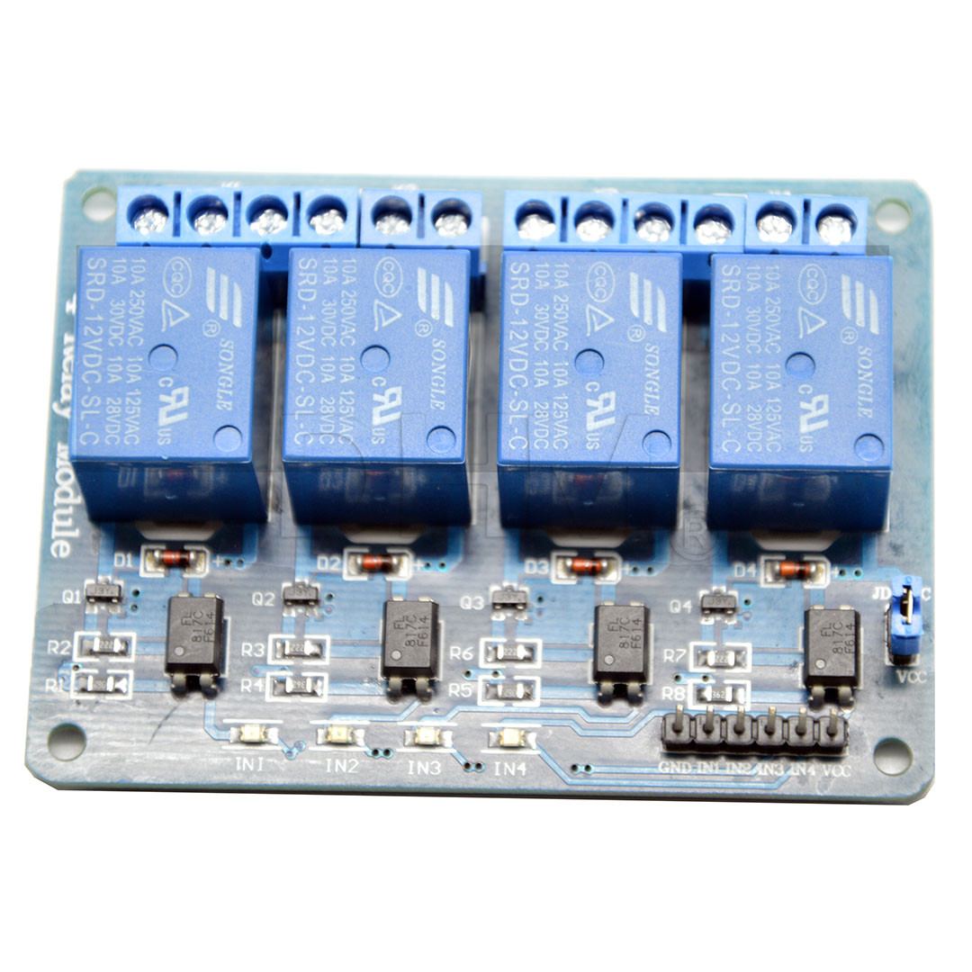 Relay module 4 channels 12V DC - 250V AC model SRD-12VDC-SL-C