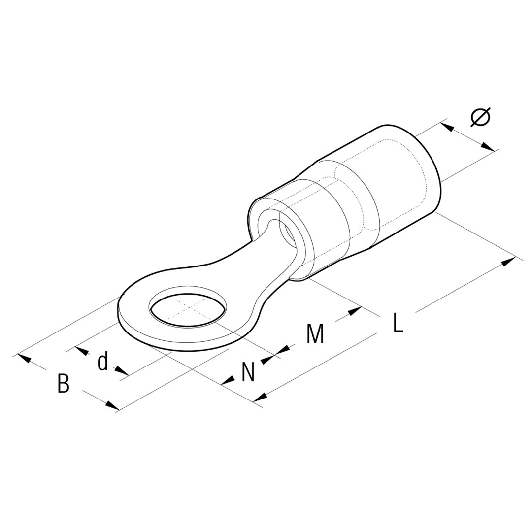 Capicorda preisolati in pvc rosso ad occhiello vite 3 mm (confezione 100pz)  RF-M3