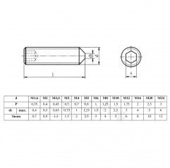 Grano con esagono incassato M5x40 punta conica - vite senza testa acciaio Grani02083222 DHM