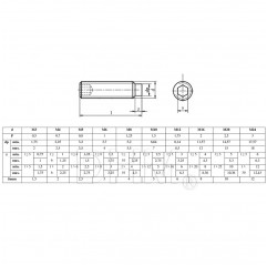 Grano con esagono incassato M3x10 punta cilindrica - vite senza testa acciaio Grani02083344 DHM