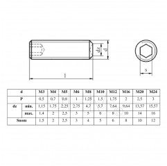 Grain with hexagon socket M3x5 cupped tip - steel headless screw Grains 02083460 DHM