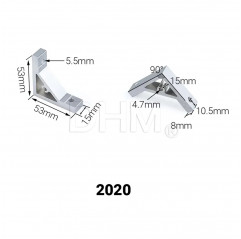 90° Angle Bracket for Series 5 Profile - Aluminum Profile 2020 Series 5 (slot 6) 14090161 DHM