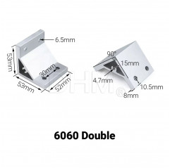 Equerre 90° pour profilé série 6 - Profilé aluminium 6060 Série 6 (emplacement 8) 14090164 DHM