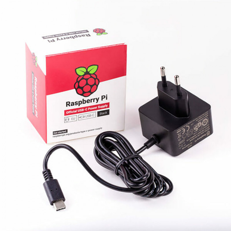 Raspberry Pi 4 Official Power Supply (5.1V - 3A) Black with EU Plug HAT e accessori19220014 Raspberry Pi