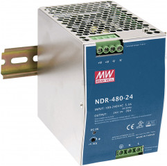 Alimentation à découpage MW NDR-480-24 Rail DIN 480W 24V 20A - MEAN WELL Alimentations 19590005 MEAN WELL