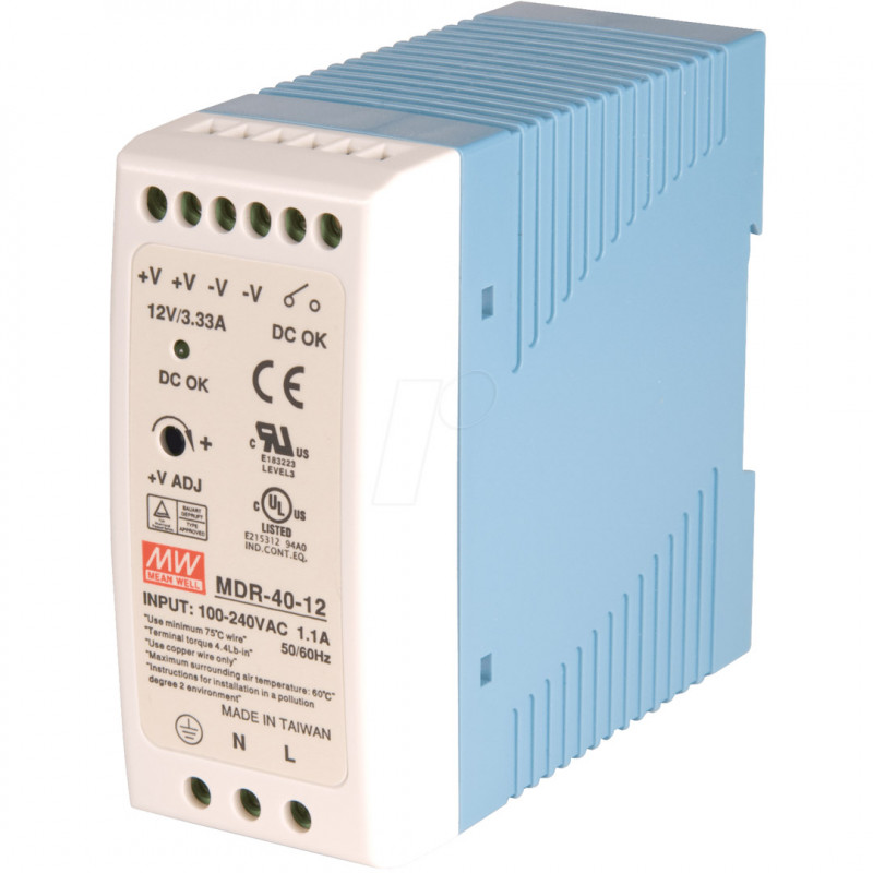 SNT MW-MDR40-05 DIN Rail Switching Power Supply 30W 5V 6A - MEAN WELL Power supplies 19590006 MEAN WELL