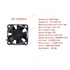 30x30x10mm 24V cooling fan brushless turbine 3D printing - double bearing Fans - Thermal management 19720009 Gdstime