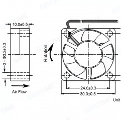 30x30x10mm 24V Kühlerlüfter bürstenlose Turbine 3D Druck - Doppellager Fans - Wärmemanagement 19720009 Gdstime