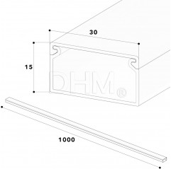 Canalina per cablaggio dei cavi 15x30 mm - di colore nero Canaline12130232 DHM