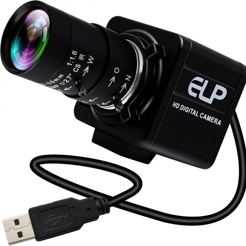 Cámara web ELP de 8 megapíxeles con objetivo Variofokus HD de 5 a 50 mm Herramientas 19900002 ELP