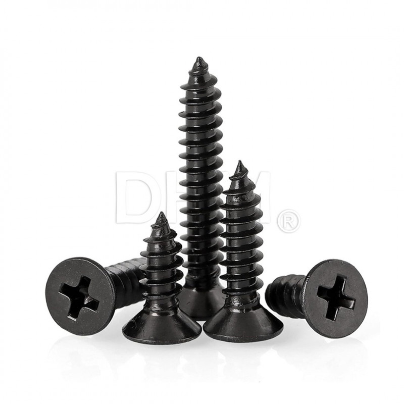 M2x6 mm Countersunk Flat Head Self Tapping Screw with Black Cross Recess Countersunk flat head screws 02083724 DHM