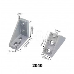 Open bracket with 90° fins for profile 5 series 2020 Series 5 (slot 6) 14030105 DHM