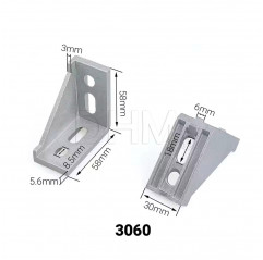 Open bracket with 90° fins for 6-series profile Series 6 (slot 8) 14030204 DHM