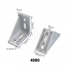 Open bracket with 90° fins for series 8 profile Series 8 (slot 10) 14030303 DHM