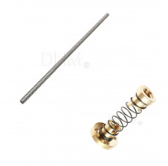 Tornillo sin fin trapezoidal Ø8 mm 4 principios paso 2 mm longitud 500 mm + casquillo T8 Anti-Backlas Tornillos trapezoidales...