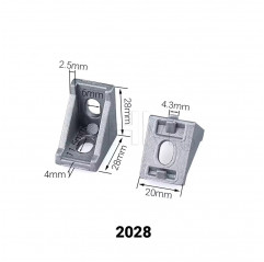 Bracket 20*28 with 90° fins for profile 5 series 2020 Series 5 (slot 6) 14030104 DHM