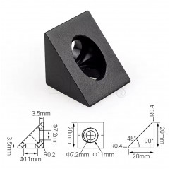 Support 20*20 sans ailettes 90° pour profilés série 5 2020 - noir Série 5 (emplacement 6) 14090110 DHM